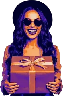 Smiling woman holding a gift box